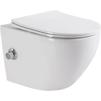 Унитаз подвесной BelBagno Uno BB3105CHR-BS/SC безободковый, с функцией биде, с сиденьем микролифт, белый