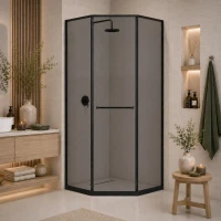 Душевой уголок RGW SV-82B Stilvoll 33328200-34L 99,5x99,5 см L, профиль черный матовый, стекло тонированное