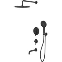 Душевой комплект Whitecross Y YSET07TOPBL 300 мм, со смесителем, черный матовый