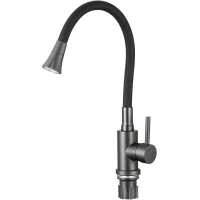 Смеситель для кухни Fmark FS8299Q-01 с гибким изливом, графит/черный