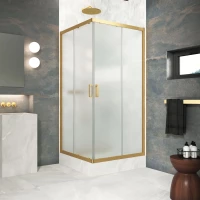 Душевой уголок Vegas Glass ZA Protec h1900 90 03 10 90x90 см, профиль золотой матовый, стекло сатин
