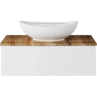 Тумба под раковину Misty Ива П-Ива-01090-951Я 90 см, подвесная, со столешницей, белый глянец/каштан