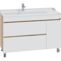 Тумба под раковину Санта Марс 700723 120 см, напольная, белый глянец/дуб янтарный