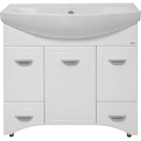 Тумба под раковину Misty Дрея Э-Дре01086-01К2Я 83 см, напольная, с бельевой корзиной, белый глянец