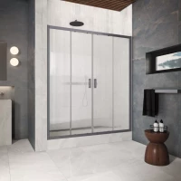 Душевая дверь Vegas Glass Z2P Protec h1900 170 06 Moru 170 см, профиль оружейная сталь матовый, стекло рифленое