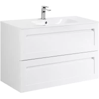 Тумба под раковину Art&Max Platino AM-Platino-900-2C-SO-BL-Cer 90,2 см, подвесная, белый глянец