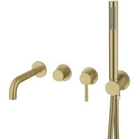 Смеситель для ванны Boheme Uno 464-3-MG встраиваемый, с душевым гарнитуром, золотой матовый