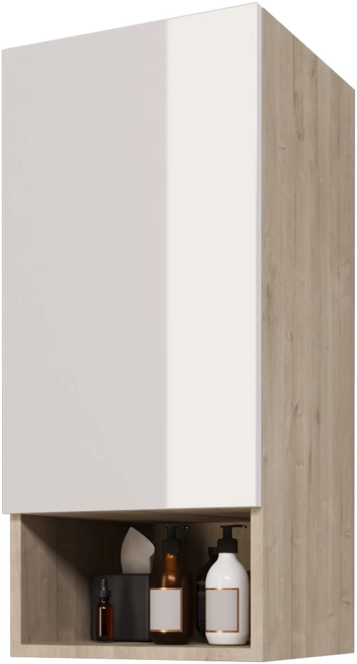 Шкаф одностворчатый 34,7x77 см белый глянец/дуб эврика R Dreja Perfecto 99.0815