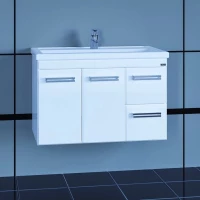 Тумба с раковиной белый глянец 81,5 см Санта Меркурий 209004 + FOCTEP80