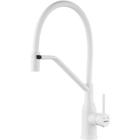 Смеситель для кухни Shevanik S343C-1 с гибким изливом, белый