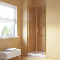 Душевая дверь Vegas Glass E2P LUX 110 09 05 110 см, профиль золотой, стекло бронза