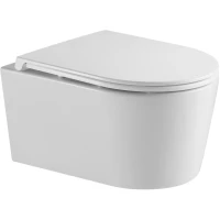 Унитаз подвесной DQ Schille DT1466516 безободковый, торнадо, с сиденьем микролифт, белый