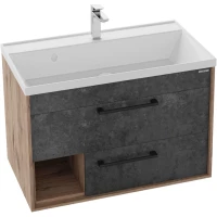 Тумба с раковиной дуб веллингтон/бетон арья 80,2 см Grossman Реал 108009 + 4627173210188