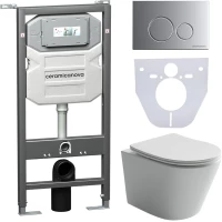 Комплект подвесной унитаз Ceramica Nova Balearica CN6000 + система инсталляции Ceramica Nova Envision Round CN1001M + CN1000