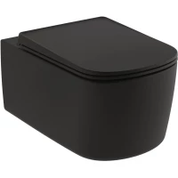 Унитаз подвесной Kludi Resa S 27WCSET39 безободковый, торнадо, с сиденьем микролифт, черный матовый