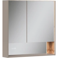 Зеркальный шкаф Equil Gleam szGLEAM.LED.80.2D-25 79,8x79,8 см L/R, с LED-подсветкой, сенсорным выключателем, часами, амарок/дуб вотан