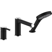 Смеситель на борт ванны Gappo G1103-6 с душевым гарнитуром, хром/черный