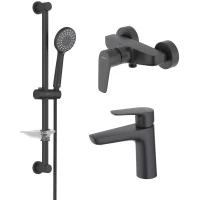 Комплект смесителей Aquatek Бетта AQ1131MB с душевым гарнитуром, черный матовый