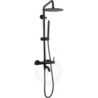 Душевая система Filarete Roun FL2020BL 250 мм, со смесителем, черный матовый