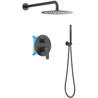 Душевой комплект Aquatek Бетта AQ1172MB 250 мм, со смесителем, черны матовый