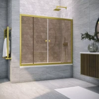 Шторка на ванну Vegas Glass Z2V NOVO 200 03 05 200 см, профиль золотой матовый, стекло бронза