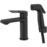 Смеситель для раковины Voda Surf SF27HB с гигиеническим душем, черный матовый