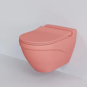 Изображение товара унитаз подвесной ambassador nord 133t20901-132t20901s безободковый, с сиденьем микролифт, розовый матовый