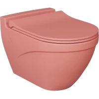 Унитаз подвесной Ambassador Nord 133T20901-132T20901S безободковый, с сиденьем микролифт, розовый матовый