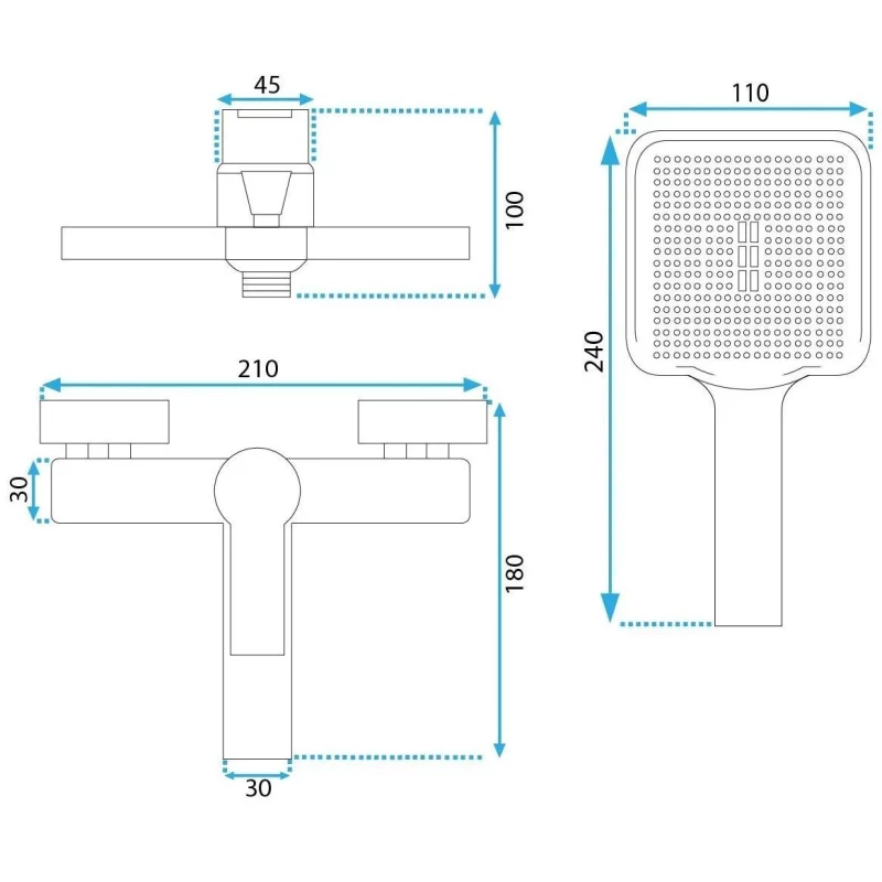 Смеситель для ванны Rea Argus REA-B6407 с душевым гарнитуром, черный матовый Смеситель для ванны Rea Argus REA-B6407 с душевым гарнитуром, черный матовый