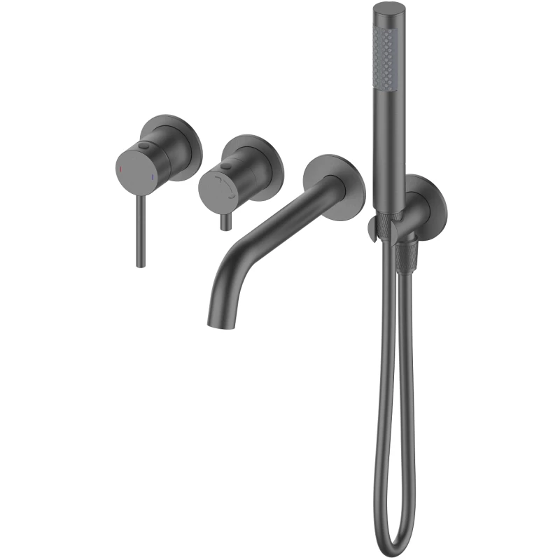 Смеситель для ванны Wonzon & Woghand Stick WW-889017-BGM встраиваемый, с душевым гарнитуром, темный графит матовый Смеситель для ванны Wonzon & Woghand Stick WW-889017-BGM встраиваемый, с душевым гарнитуром, темный графит матовый