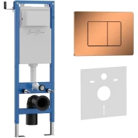 Инсталляция для унитаза Iberica Blanca Silencio Mini Inox-C IB.001M.1141 с кнопкой смыва, розовое золото