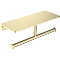 Держатель туалетной бумаги Timo Selene 17045/17 с полкой для телефона, двойной, золотой матовый