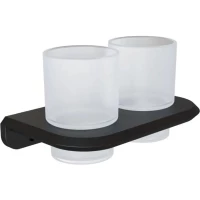 Стакан для зубных щеток Knotlor Space SC1032BL двойной, настенный, черный матовый