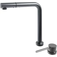 Смеситель для кухни Emar ЕС - 7027 PVD Dark с выдвижным изливом, вороненая сталь