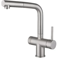 Смеситель для кухни Emar ЕС - 7026 Satin с подключением к фильтру, выдвижным изливом, сатин