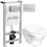 Комплект подвесной унитаз Gustavsberg Estetic GB1183300R1030 + система инсталляции Jacob Delafon E5504-NF + E4326-CP