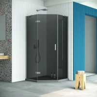 Душевой уголок Vegas Glass AFA-Pen Retta 90 07 07 L 90x90 см L, профиль матовый хром, стекло графитовое