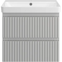 Тумба с раковиной Brevita Victory VIC-07060-0302Я + 11060-KL 60,5 см, подвесная, серый шелк матовый