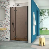 Душевая дверь Vegas Glass AFP Retta 95 02M 05 L 95 см L, профиль черный матовый, стекло бронза