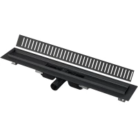 Душевой трап (лоток) AlcaPlast APZ101BLACK-300 + PURE-300BLACK 29,4 см, с решеткой, перфорированный, черный матовый