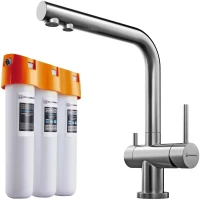 Смеситель для кухни с фильтром Omoikiri Nagano-BN + Pure drop Lite нержавеющавя сталь 4011.8028