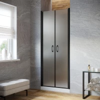 Душевая дверь Vegas Glass E2P LUX 90 02M 10 90 см, профиль черный матовый, стекло сатин