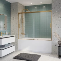 Шторка на ванну Cezares Tandem Soft TANDEM-SOFT-VF-2-180/145-C-BORO-IV 180 см, профиль золотой матовый, стекло прозрачное
