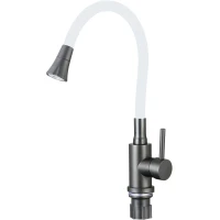 Смеситель для кухни Fmark FS8299Q-02 с гибким изливом, графит/белый