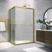 Душевой уголок Vegas Glass ZA-F NOVO h2000 100*85 03 Moru 100x85 см, профиль золотой матовый, стекло рифленое