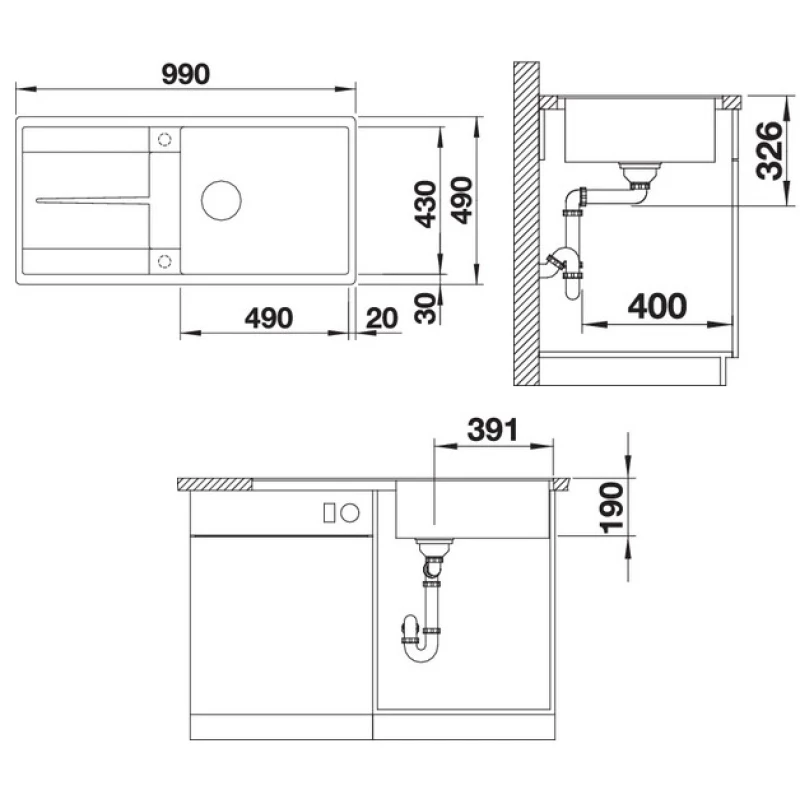 Кухонная мойка Blanco Metra XL 6 S-F антрацит 519150