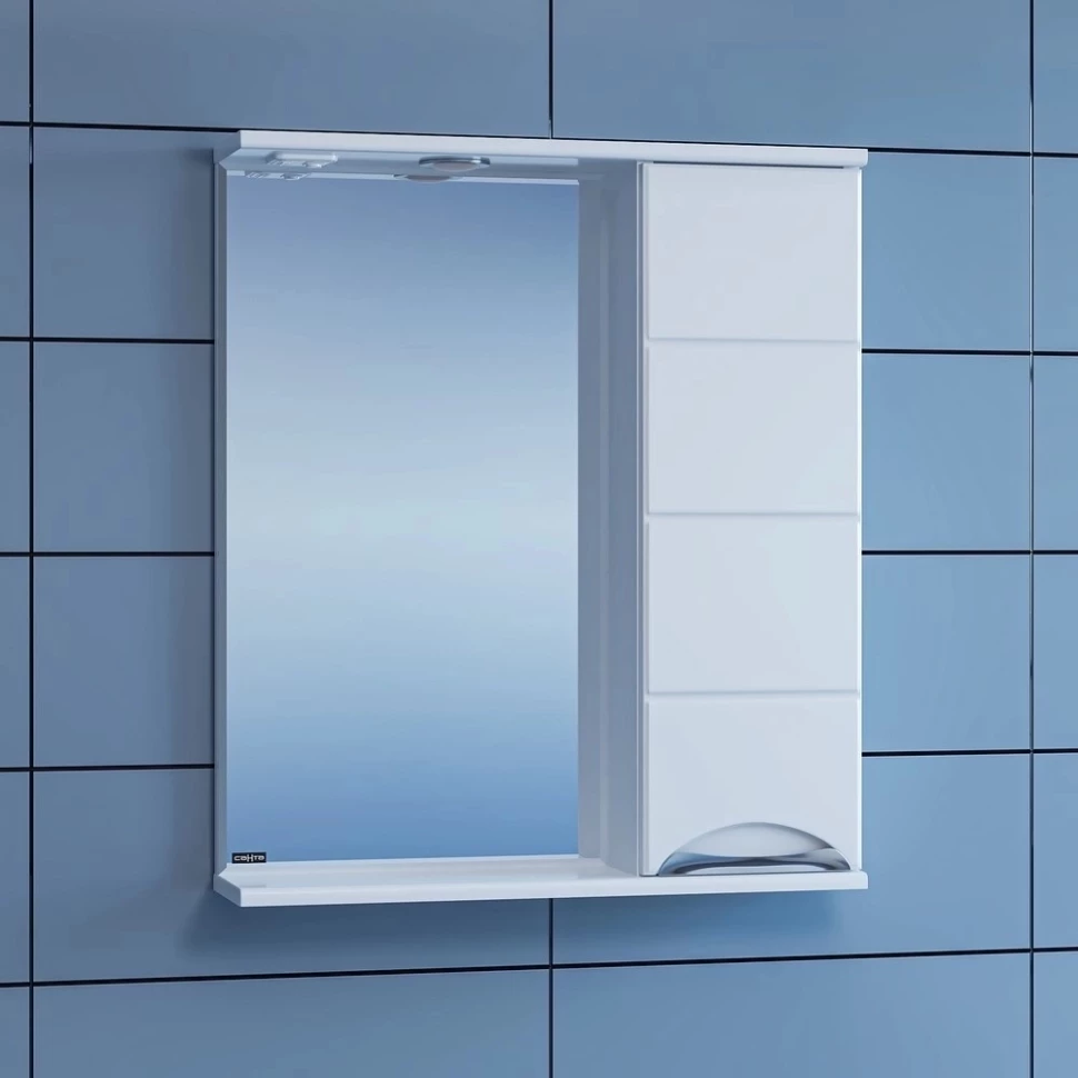 Зеркальный шкаф 60x72 см белый глянец Санта Родос 106016