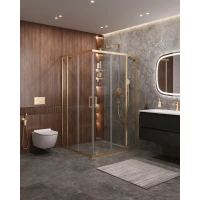 Душевой уголок Cezares Molveno MOLVENO-AH-22-120/110-C-BORO-IV 120x110 см, профиль золотой матовый, стекло прозрачное