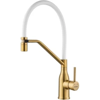 Смеситель для кухни Shevanik S343G-1 с гибким изливом, золотой матовый