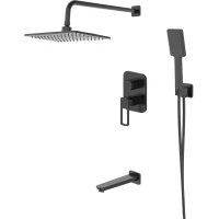 Душевой комплект IDDIS Slide SLIBL03i68 300x190 мм, со смесителем, черный матовый